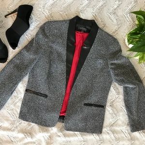 Kasper B&W Tweed and Leather Blazer sz 10
